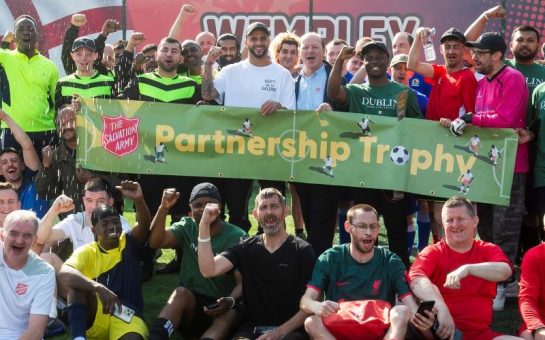 Man City's Kyle Walker chatted to players about their experiences of homelessness, posed for photographs and watched the games in play