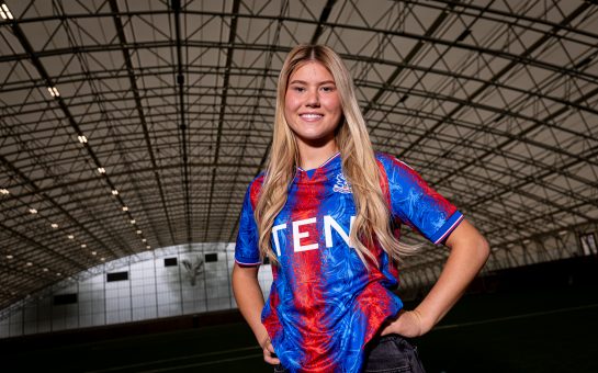 Poppy Pritchard pictured in a Crystal Palace shirt