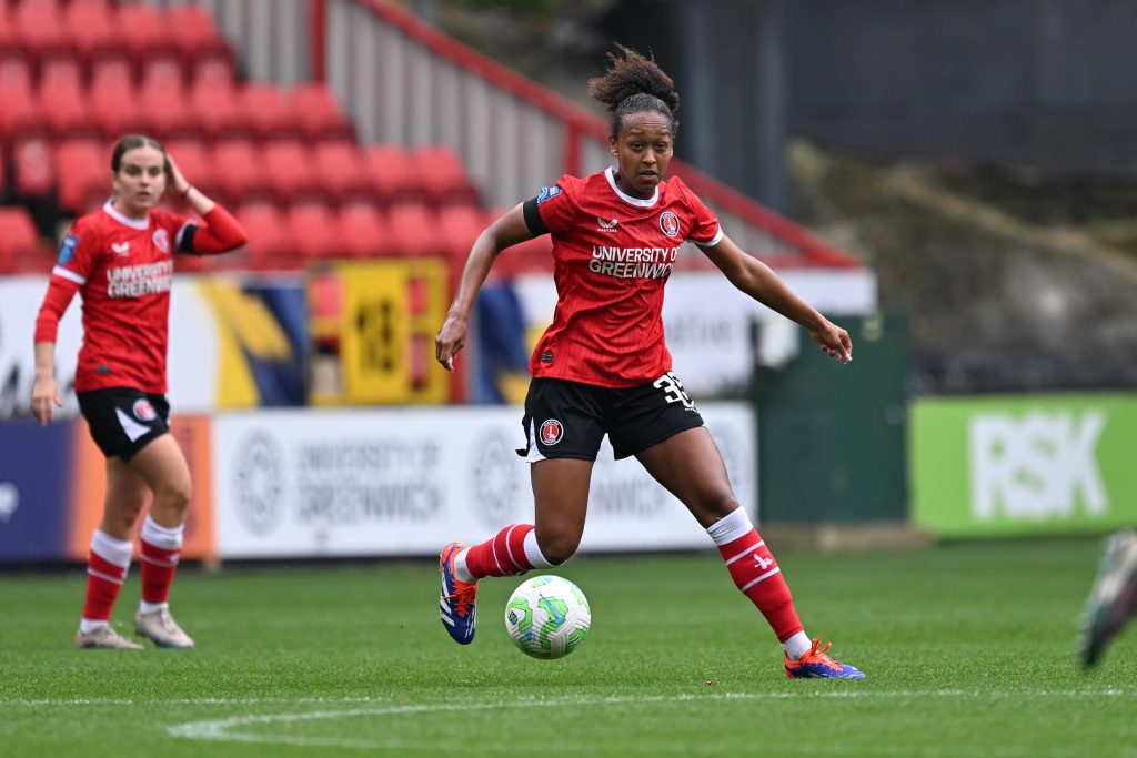 Atlanta Primus on the ball for Charlton Athletic Women's team