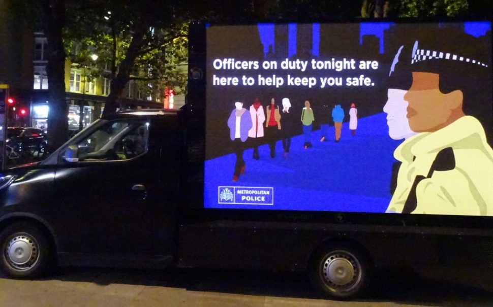 Met police banner used while on patrol in Bexley