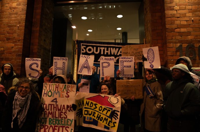 Protest at Southwark Council targeting the housing crisis.