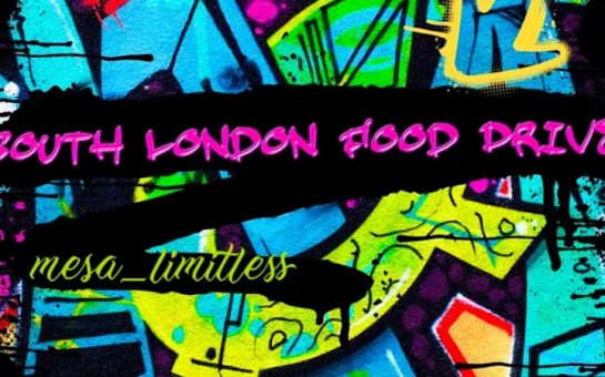 South london food drive graphic with colourful graffiti