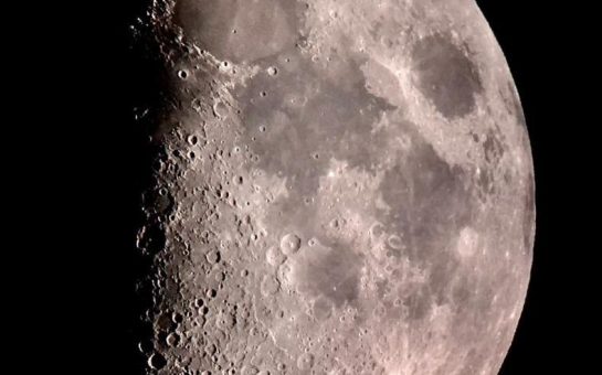 A detailed photograph of a half moon, taken through the telescope at the University College London observatory. Picture credir: Dr Francisco Diego